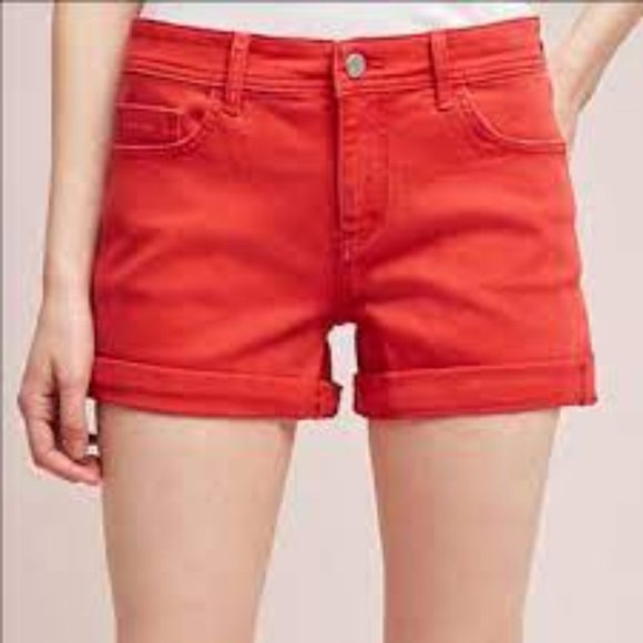 Anthropologie Pants - Anthro Pilcro Hyphen Red Stretch Denim Shorts 28